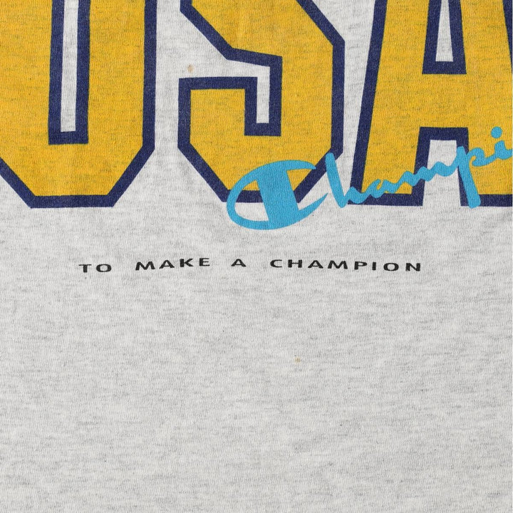 80'S Champion Print T-Shirt, Made in USA, Men's Size L (Equivalent), Vintage cotton pale white type Vintage Second Hand