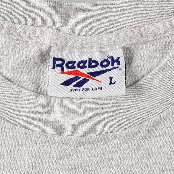 80'S Reebok Logo Print T-Shirt, Made in USA, Men's Size L (approx.), Vintage cotton pale white type Vintage Second Hand