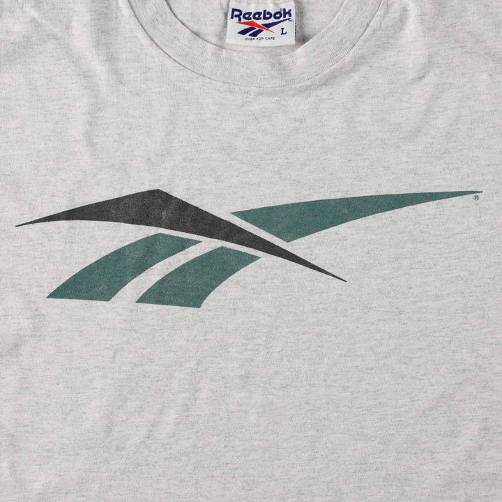 80'S Reebok Logo Print T-Shirt, Made in USA, Men's Size L (approx.), Vintage cotton pale white type Vintage Second Hand