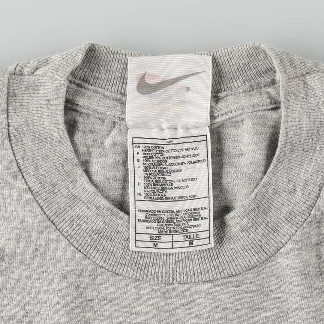 90'S Nike Printed T-shirt, Men's M size, Vintage cotton gray type Vintage Second Hand