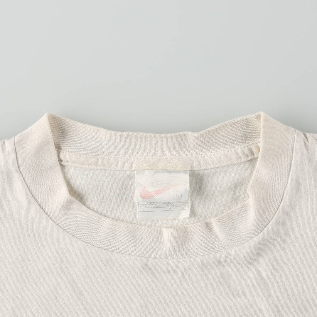 90'S Nike One Point Logo T-shirt Made in USA Men's L Size Vintage cotton white type Vintage Second Hand