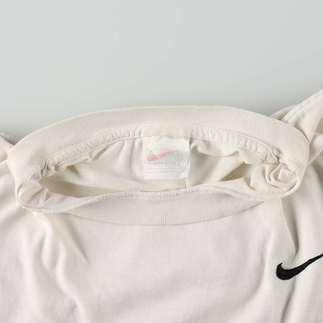 90'S Nike One Point Logo T-shirt Made in USA Men's L Size Vintage cotton white type Vintage Second Hand