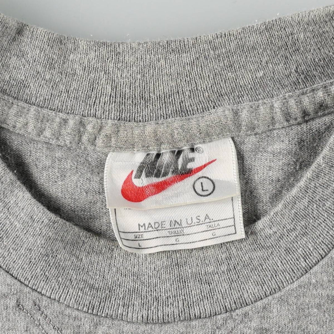 90'S Nike Center Logo T-Shirt, Made in USA, Men's Size L (approx.), Vintage cotton gray type Vintage Second Hand