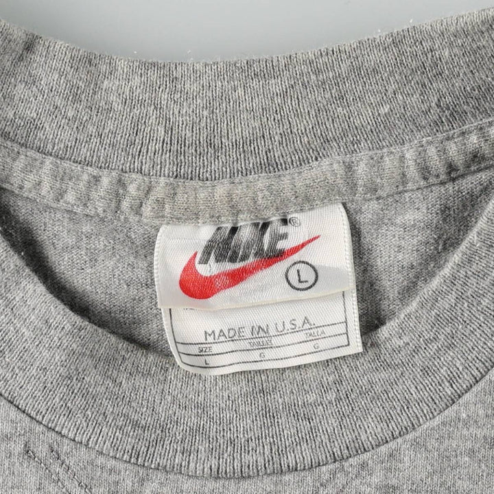 90'S Nike Center Logo T-Shirt, Made in USA, Men's Size L (approx.), Vintage cotton gray type Vintage Second Hand