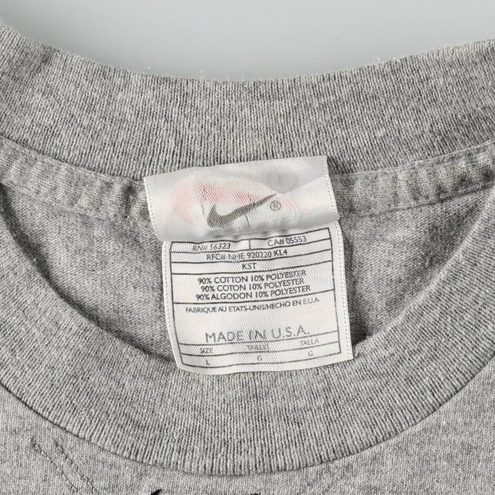 90'S Nike Center Logo T-Shirt, Made in USA, Men's Size L (approx.), Vintage cotton gray type Vintage Second Hand