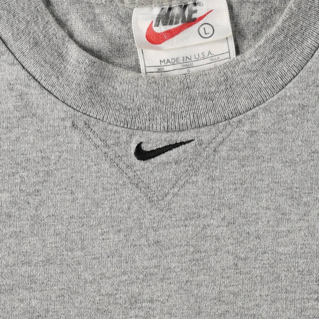 90'S Nike Center Logo T-Shirt, Made in USA, Men's Size L (approx.), Vintage cotton gray type Vintage Second Hand