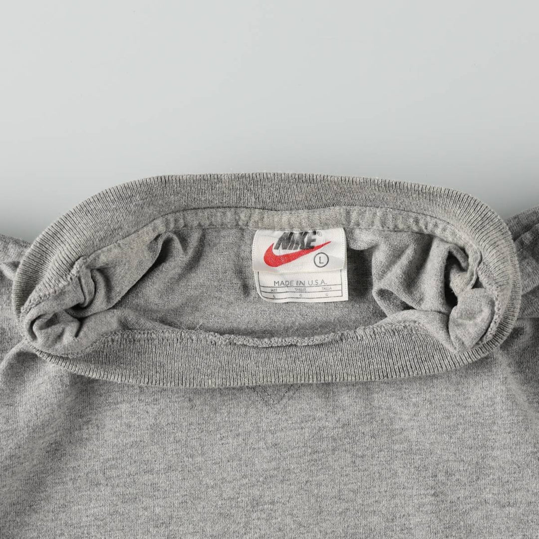 90'S Nike Center Logo T-Shirt, Made in USA, Men's Size L (approx.), Vintage cotton gray type Vintage Second Hand