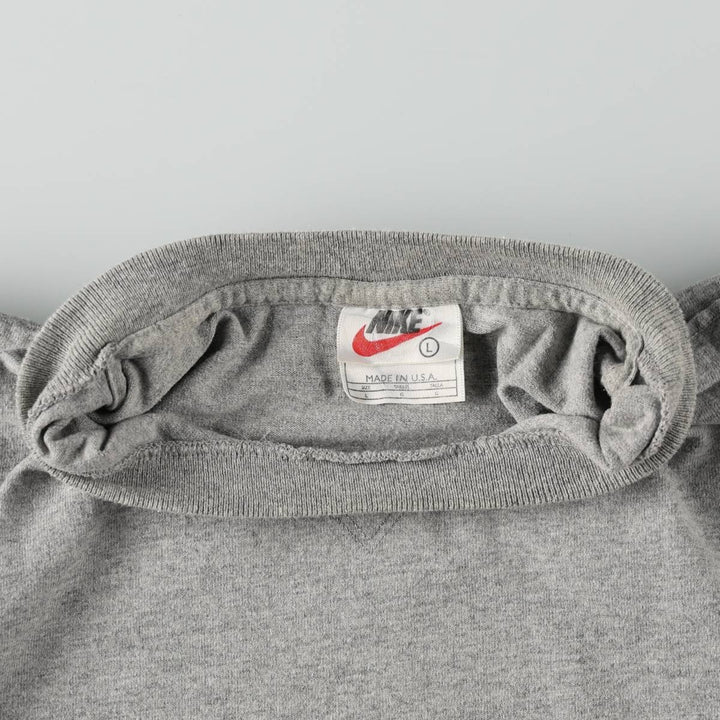 90'S Nike Center Logo T-Shirt, Made in USA, Men's Size L (approx.), Vintage cotton gray type Vintage Second Hand