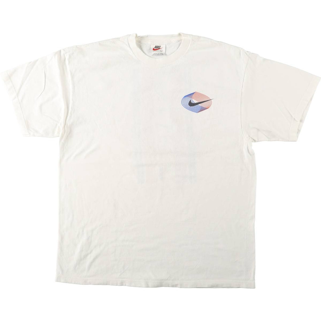 90'S Nike Logo Print T-Shirt, Made in USA, Men's Size L (approx.), Vintage cotton white type Vintage Second Hand