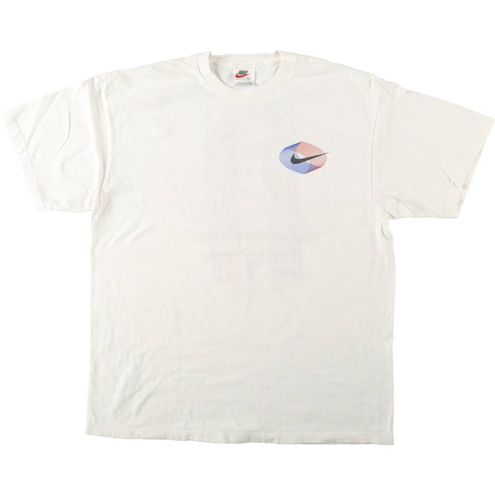 90'S Nike Logo Print T-Shirt, Made in USA, Men's Size L (approx.), Vintage cotton white type Vintage Second Hand