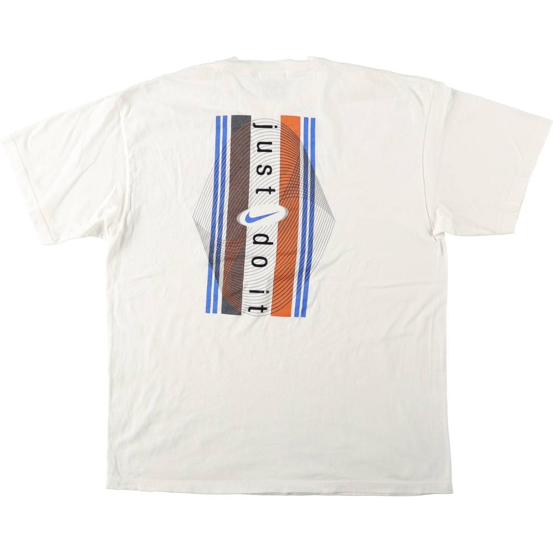 90'S Nike Logo Print T-Shirt, Made in USA, Men's Size L (approx.), Vintage cotton white type Vintage Second Hand