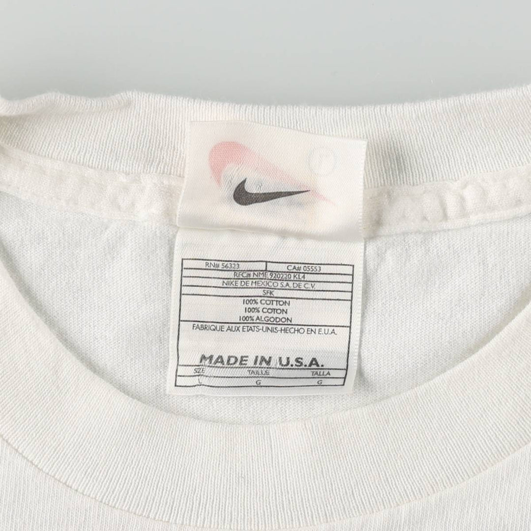 90'S Nike Logo Print T-Shirt, Made in USA, Men's Size L (approx.), Vintage cotton white type Vintage Second Hand