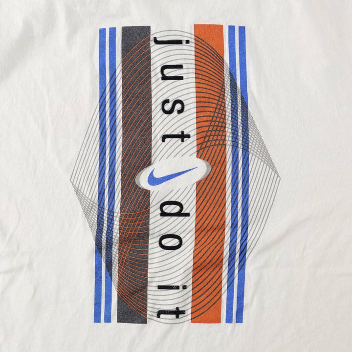 90'S Nike Logo Print T-Shirt, Made in USA, Men's Size L (approx.), Vintage cotton white type Vintage Second Hand
