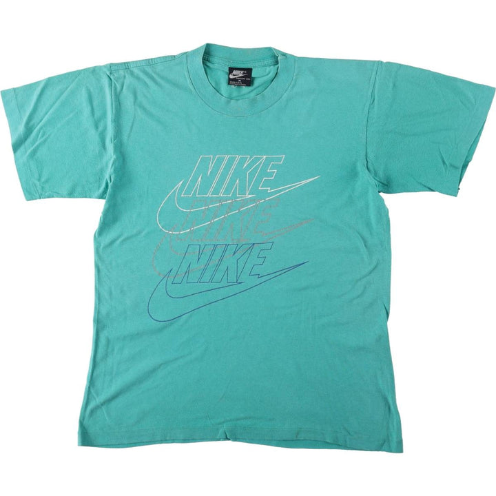 Nike logo print T-shirt, size M for men cotton green type Vintage Second Hand