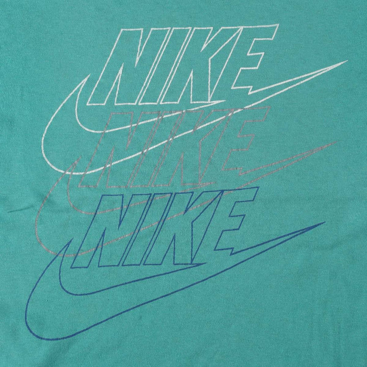 Nike logo print T-shirt, size M for men cotton green type Vintage Second Hand