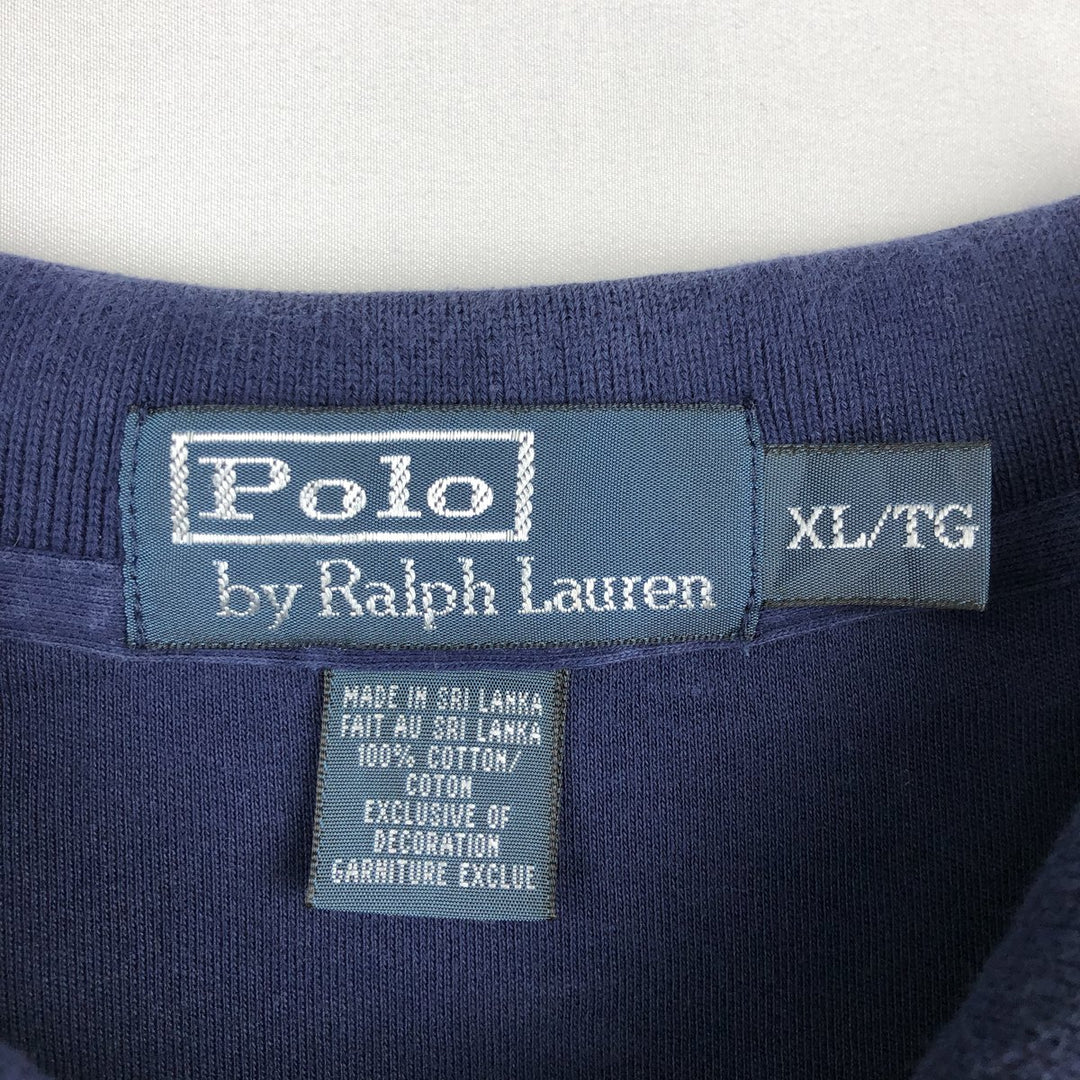Ralph Lauren POLO by Ralph Lauren short sleeve polo shirt, men's XL size cotton navy blue type Vintage Second Hand