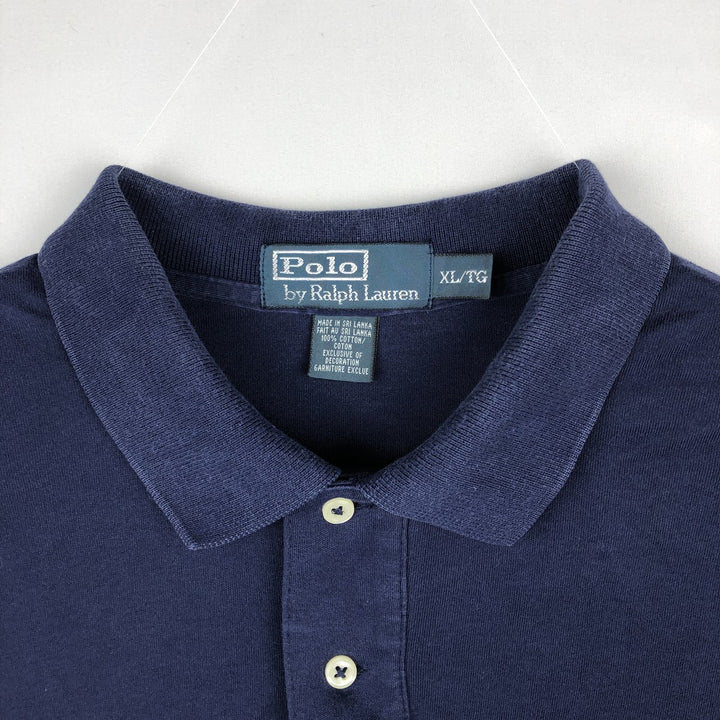 Ralph Lauren POLO by Ralph Lauren short sleeve polo shirt, men's XL size cotton navy blue type Vintage Second Hand