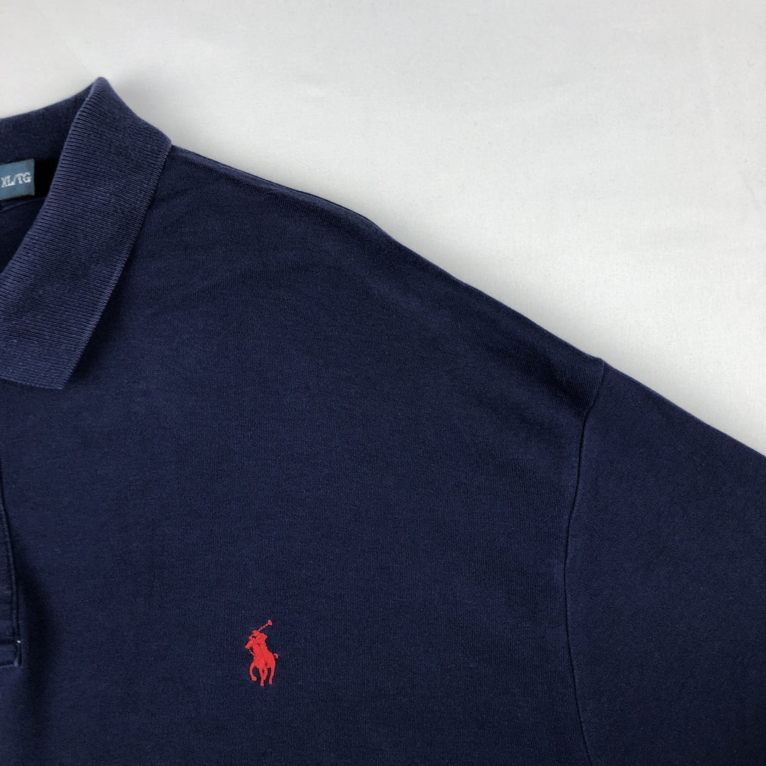 Ralph Lauren POLO by Ralph Lauren short sleeve polo shirt, men's XL size cotton navy blue type Vintage Second Hand