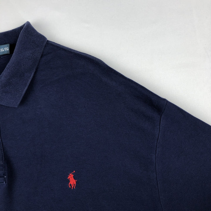 Ralph Lauren POLO by Ralph Lauren short sleeve polo shirt, men's XL size cotton navy blue type Vintage Second Hand
