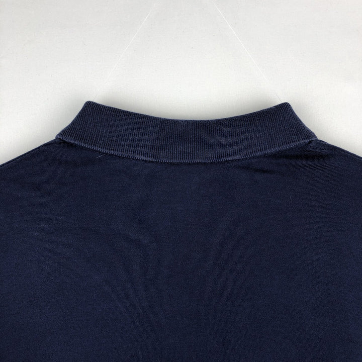 Ralph Lauren POLO by Ralph Lauren short sleeve polo shirt, men's XL size cotton navy blue type Vintage Second Hand