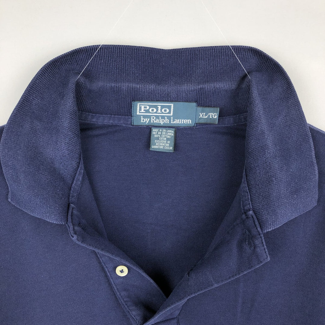 Ralph Lauren POLO by Ralph Lauren short sleeve polo shirt, men's XL size cotton navy blue type Vintage Second Hand