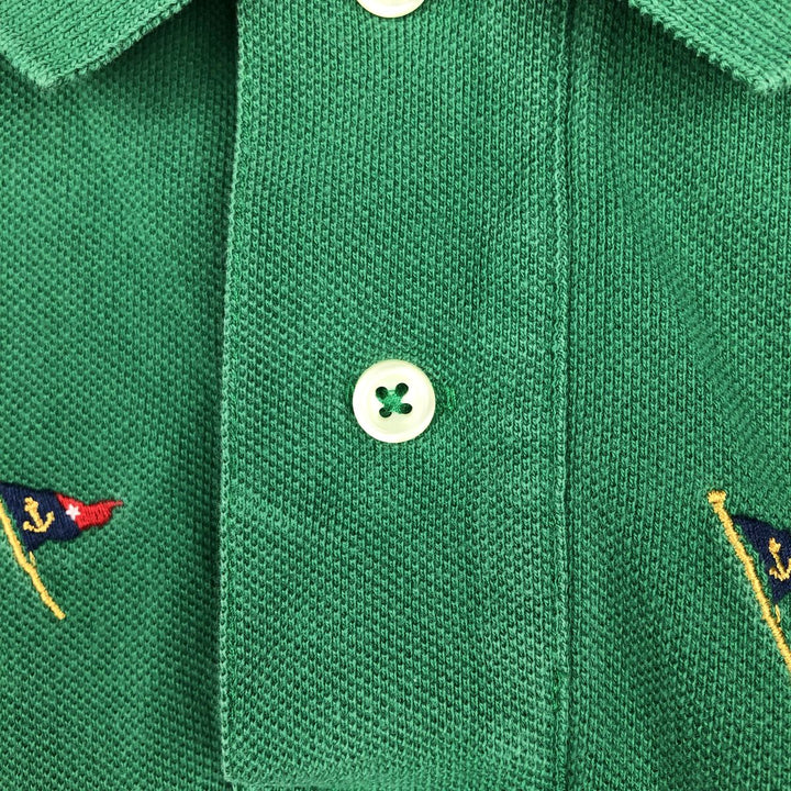 Ralph Lauren POLO by Ralph Lauren CUSTOM FIT all-over print long-sleeve polo shirt, men's size XXL equivalent. cotton green type Vintage Second Hand