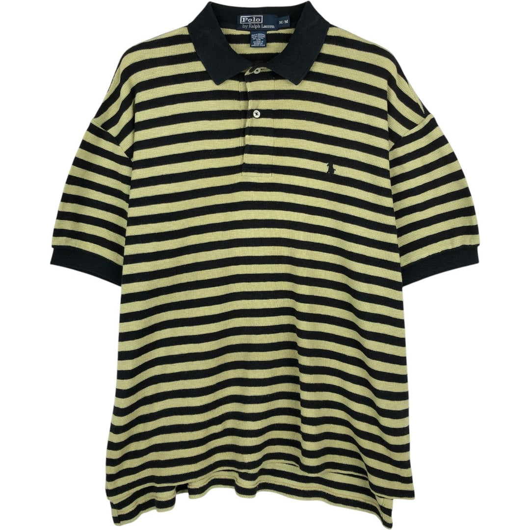 Ralph Lauren POLO by Ralph Lauren short sleeve striped polo shirt, men's size M cotton black type Vintage Second Hand