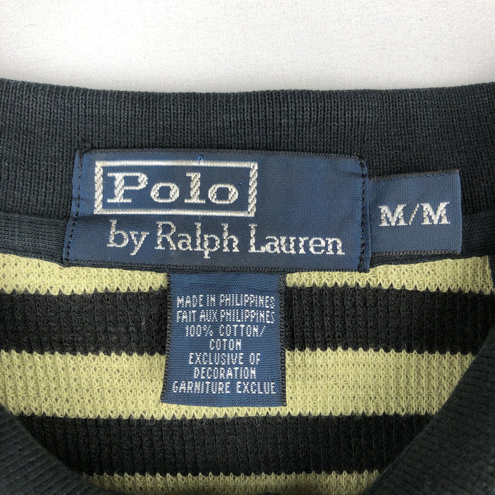 Ralph Lauren POLO by Ralph Lauren short sleeve striped polo shirt, men's size M cotton black type Vintage Second Hand