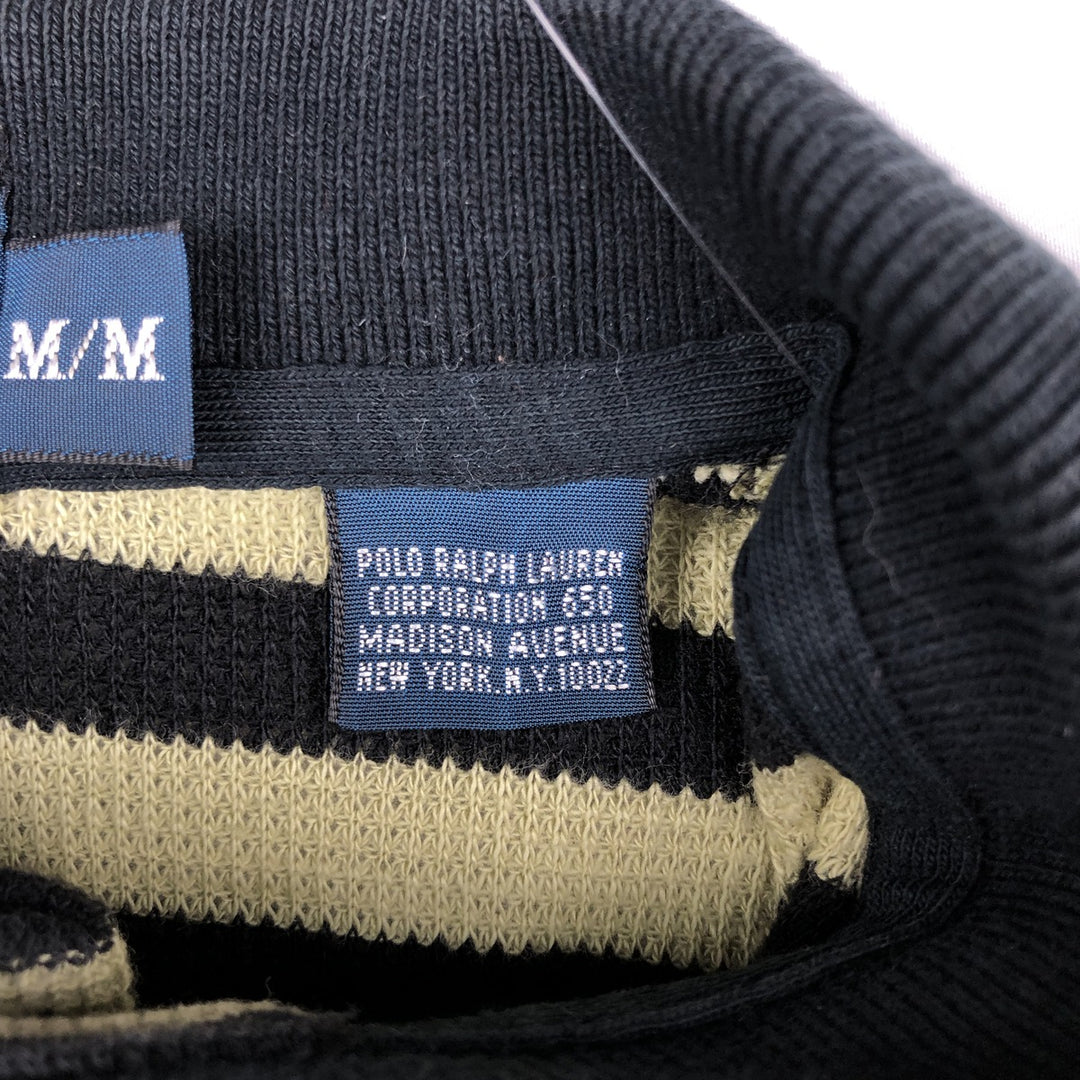 Ralph Lauren POLO by Ralph Lauren short sleeve striped polo shirt, men's size M cotton black type Vintage Second Hand