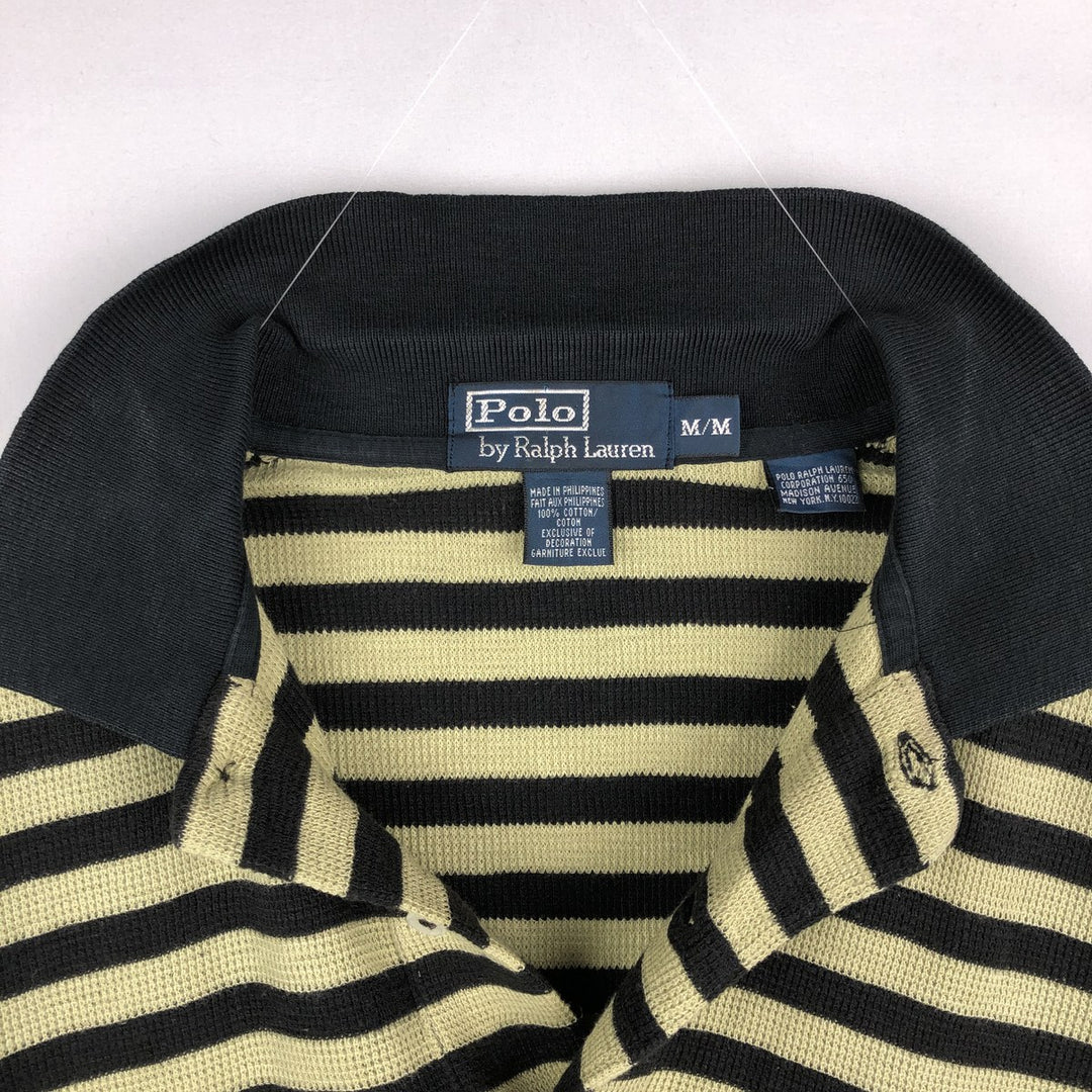 Ralph Lauren POLO by Ralph Lauren short sleeve striped polo shirt, men's size M cotton black type Vintage Second Hand