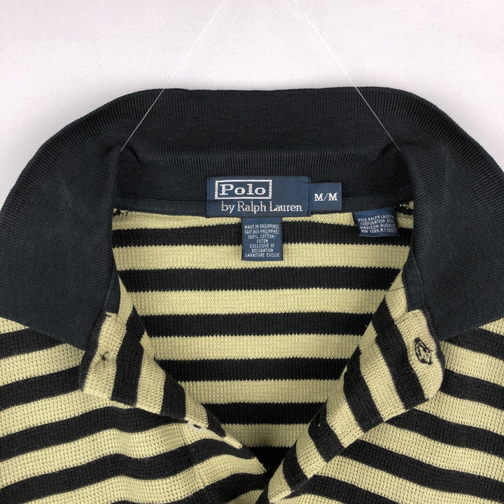 Ralph Lauren POLO by Ralph Lauren short sleeve striped polo shirt, men's size M cotton black type Vintage Second Hand