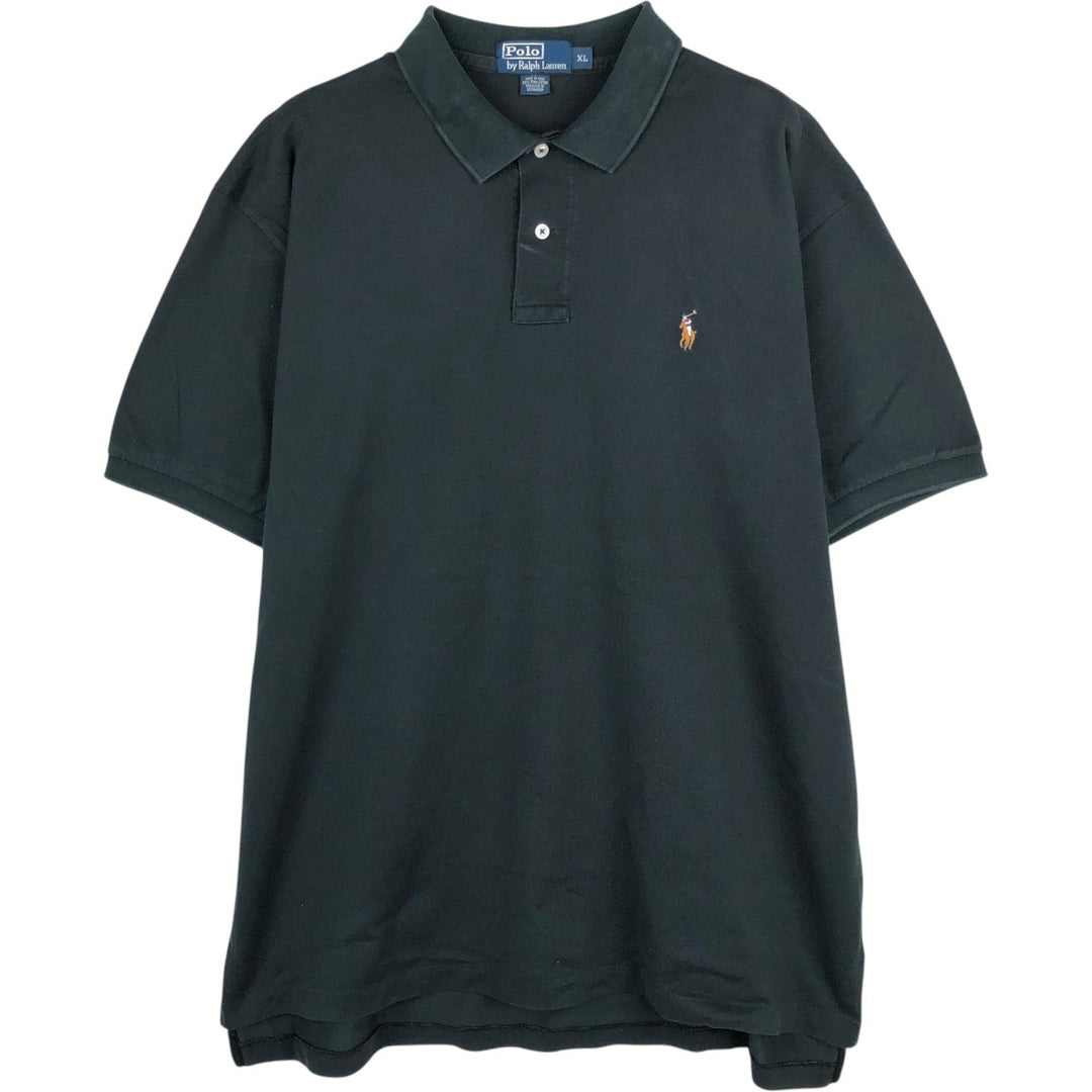 Ralph Lauren POLO by Ralph Lauren short sleeve polo shirt, men's XL size Pima Cotton black type Vintage Second Hand