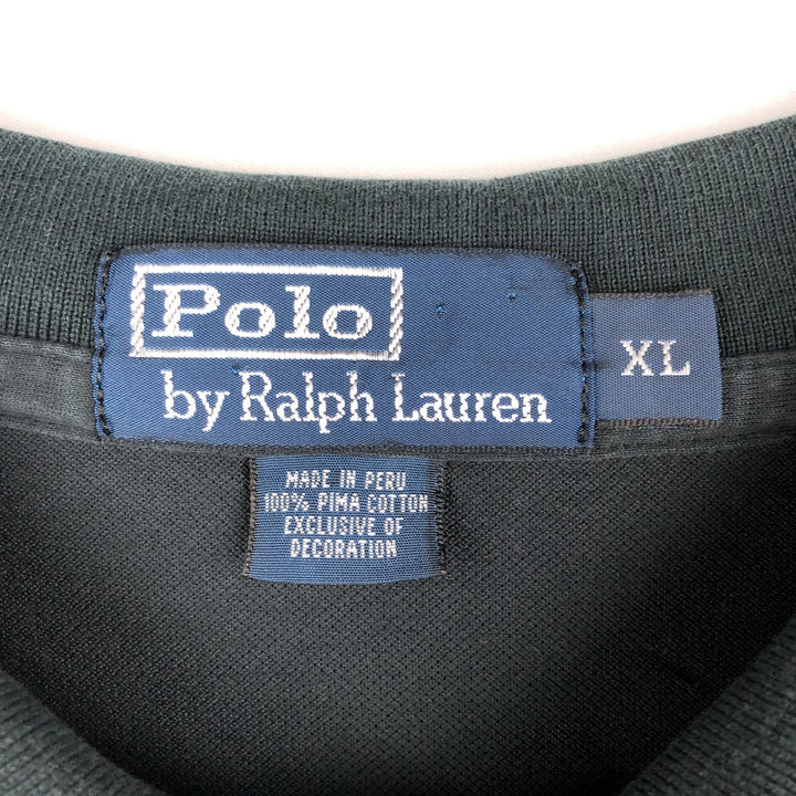 Ralph Lauren POLO by Ralph Lauren short sleeve polo shirt, men's XL size Pima Cotton black type Vintage Second Hand