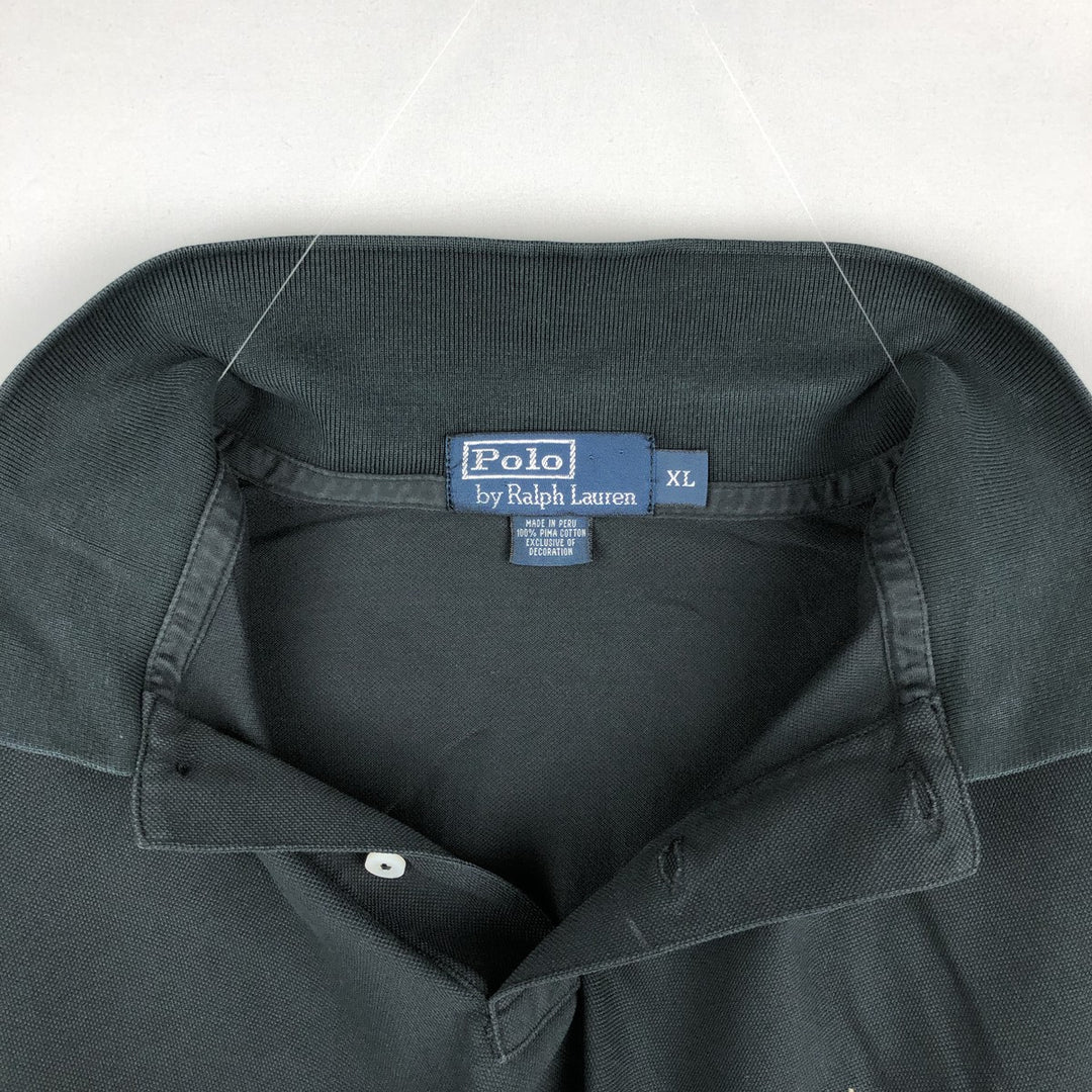 Ralph Lauren POLO by Ralph Lauren short sleeve polo shirt, men's XL size Pima Cotton black type Vintage Second Hand