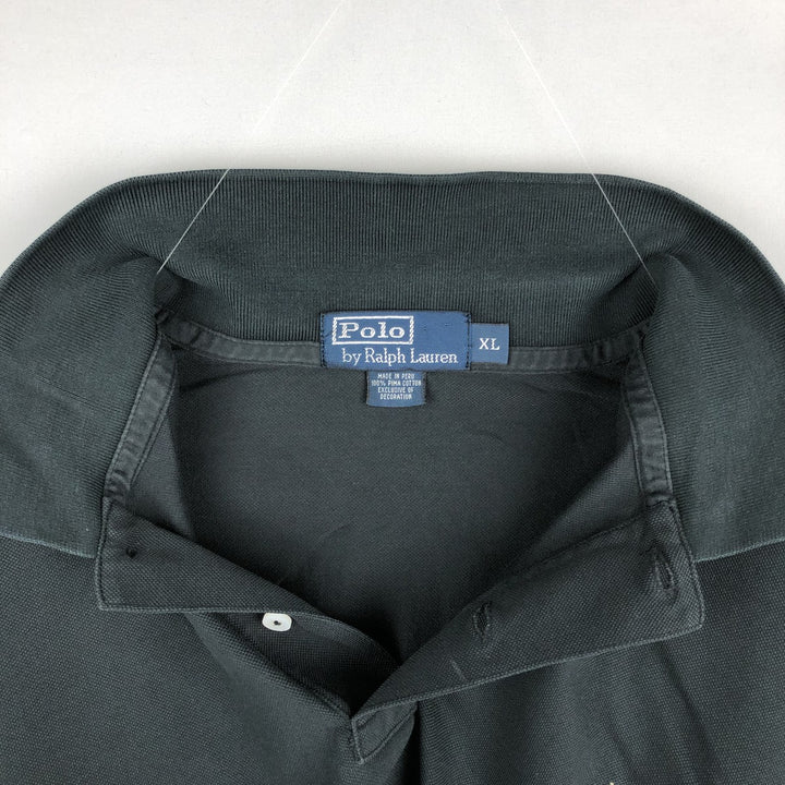 Ralph Lauren POLO by Ralph Lauren short sleeve polo shirt, men's XL size Pima Cotton black type Vintage Second Hand