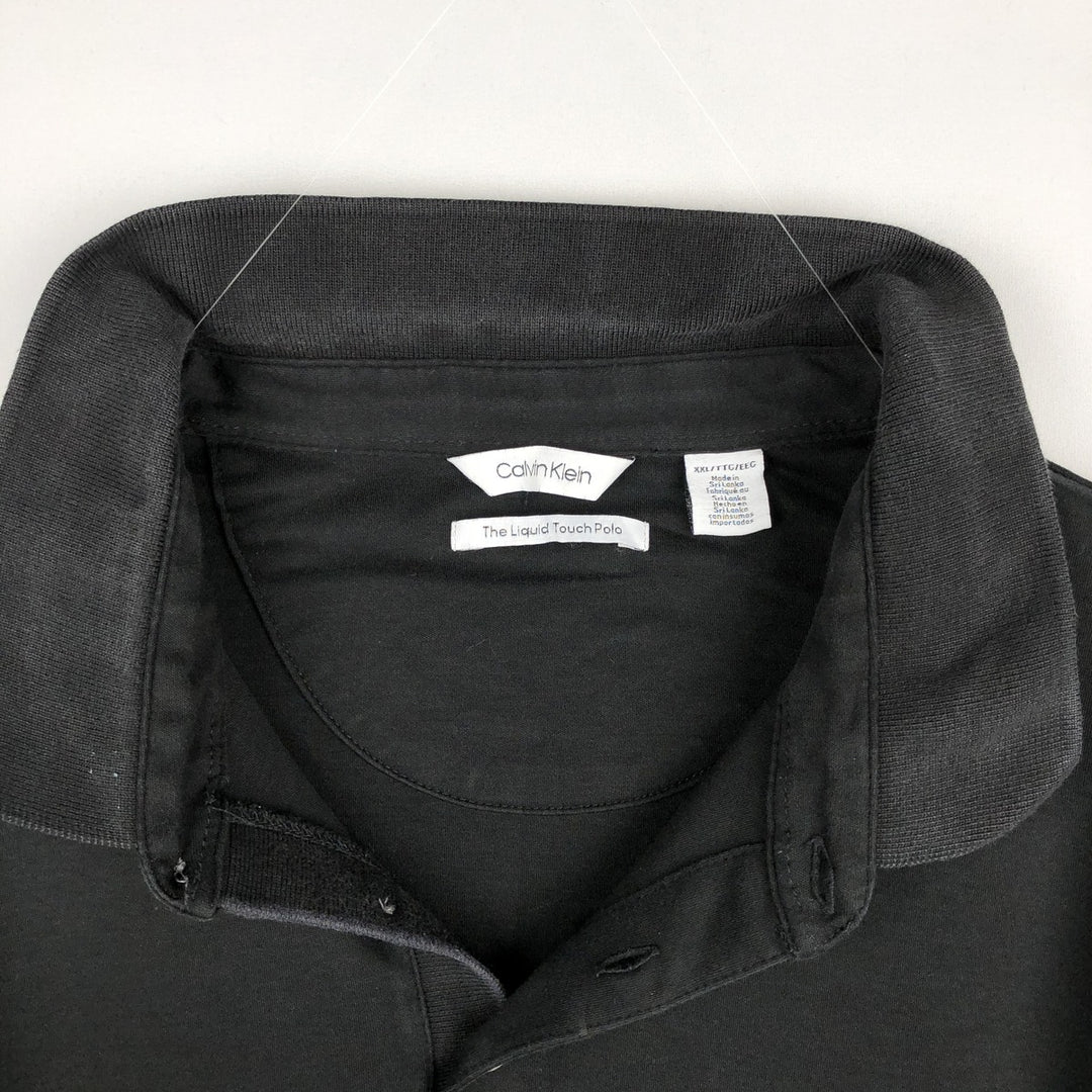 Calvin Klein short-sleeved polo shirt, men's size XXL. cotton black type Vintage Second Hand