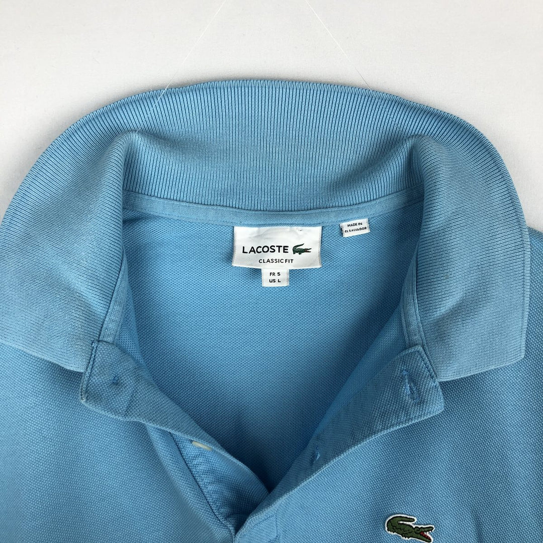 Lacoste Classic Fit short sleeve polo shirt, men's size L cotton Blue type light blue Vintage Second Hand