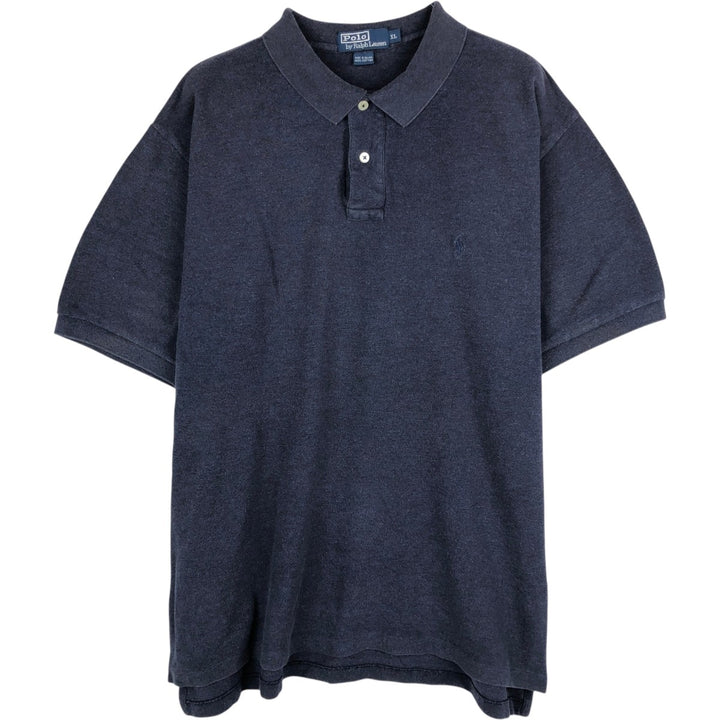 Ralph Lauren POLO by Ralph Lauren short sleeve polo shirt, men's XL size cotton navy blue type Vintage Second Hand