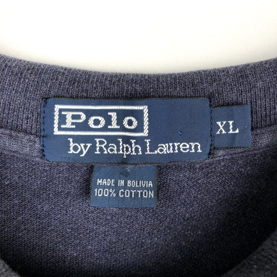Ralph Lauren POLO by Ralph Lauren short sleeve polo shirt, men's XL size cotton navy blue type Vintage Second Hand