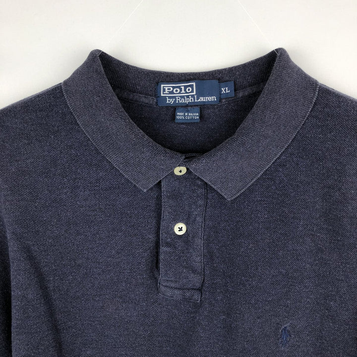 Ralph Lauren POLO by Ralph Lauren short sleeve polo shirt, men's XL size cotton navy blue type Vintage Second Hand