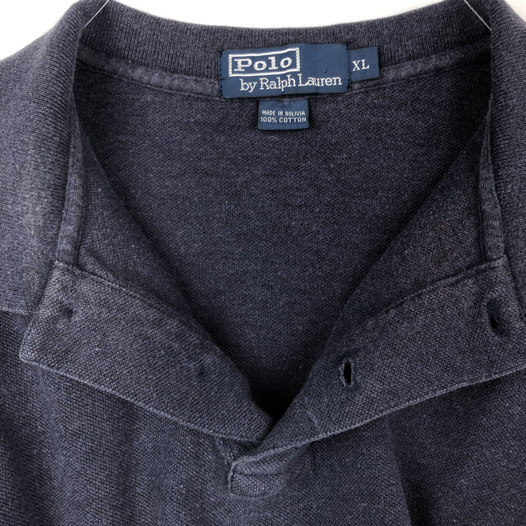 Ralph Lauren POLO by Ralph Lauren short sleeve polo shirt, men's XL size cotton navy blue type Vintage Second Hand