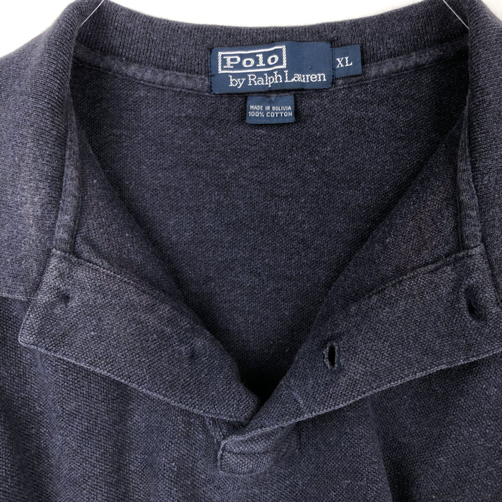 Ralph Lauren POLO by Ralph Lauren short sleeve polo shirt, men's XL size cotton navy blue type Vintage Second Hand