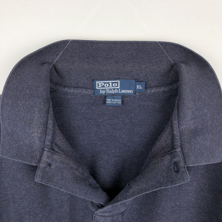 Ralph Lauren POLO by Ralph Lauren short sleeve polo shirt, men's XL size cotton navy blue type Vintage Second Hand