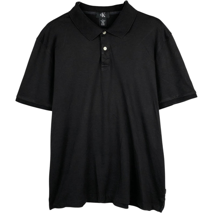 Calvin Klein short-sleeved polo shirt, men's size L (approx.) cotton black type Vintage Second Hand