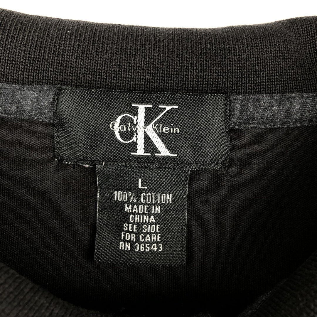Calvin Klein short-sleeved polo shirt, men's size L (approx.) cotton black type Vintage Second Hand