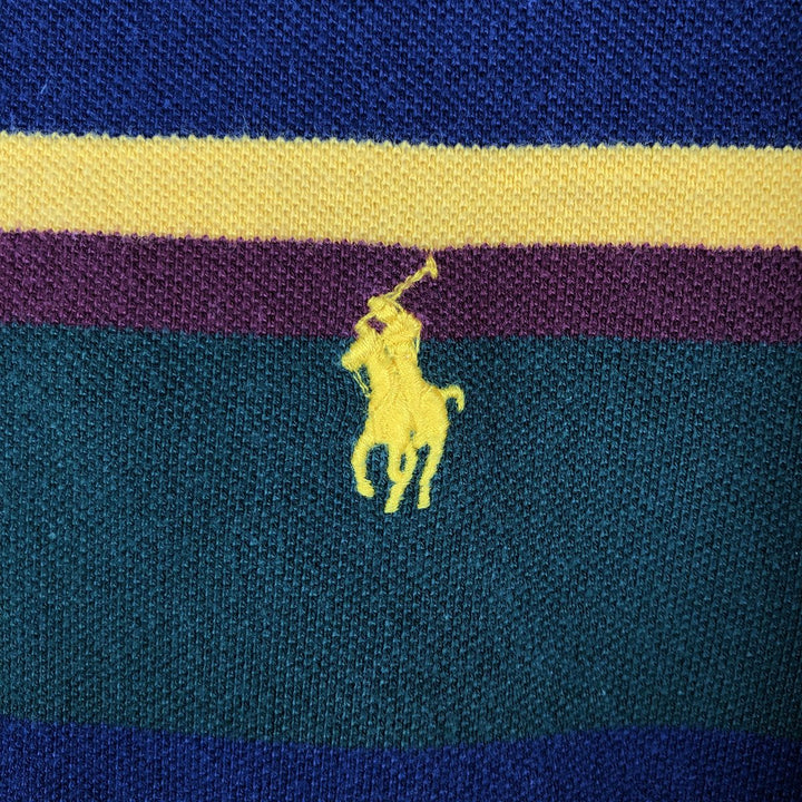 Ralph Lauren POLO by Ralph Lauren short sleeve striped polo shirt, men's XL size cotton green type Vintage Second Hand