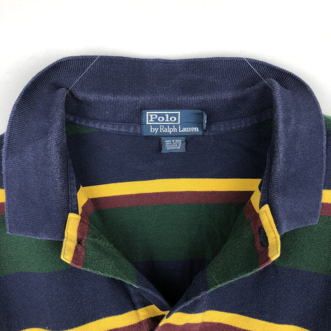 Ralph Lauren POLO by Ralph Lauren short sleeve striped polo shirt, men's XL size cotton green type Vintage Second Hand