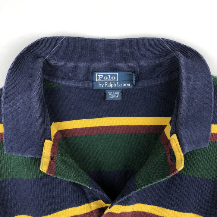 Ralph Lauren POLO by Ralph Lauren short sleeve striped polo shirt, men's XL size cotton green type Vintage Second Hand