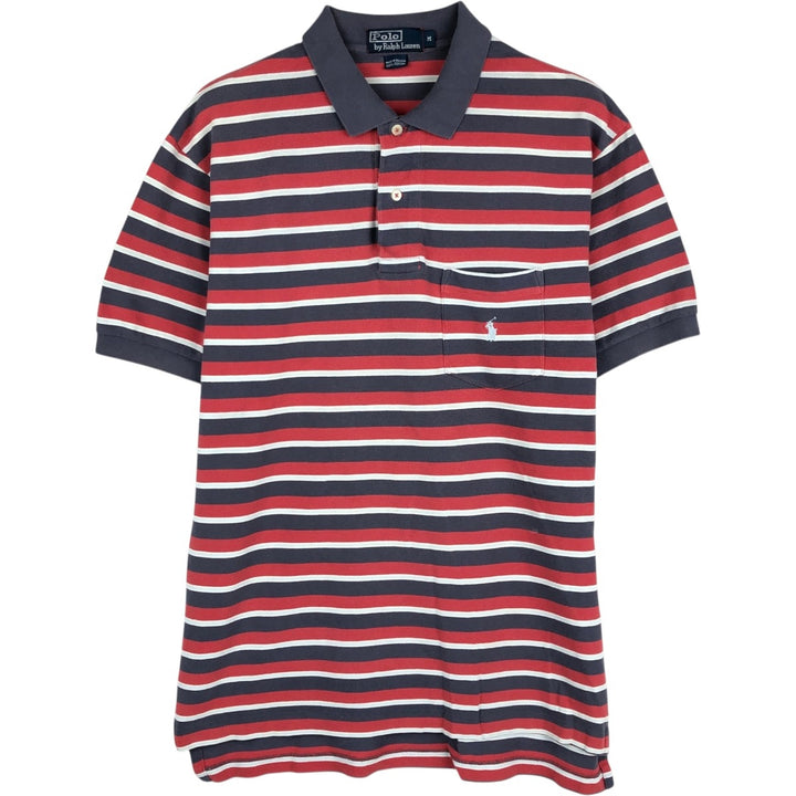 Ralph Lauren POLO by Ralph Lauren short sleeve striped polo shirt, men's size M cotton red type Vintage Second Hand
