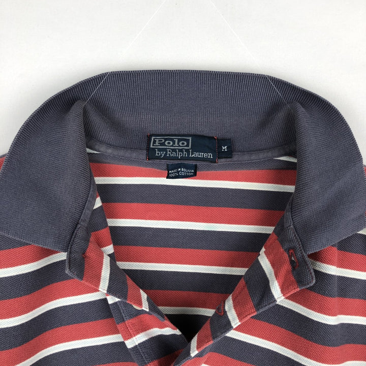 Ralph Lauren POLO by Ralph Lauren short sleeve striped polo shirt, men's size M cotton red type Vintage Second Hand